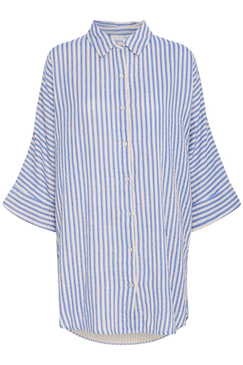 Ichi Foxa striped beach shirt blue