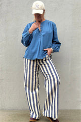Gaspar Honolulu wide stripe pants dark blue