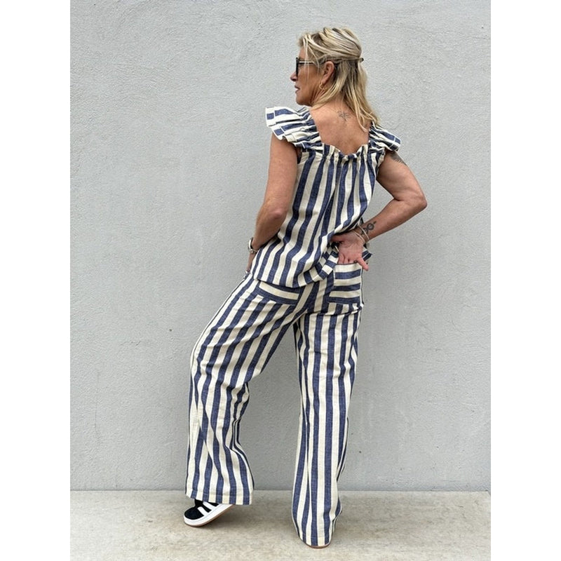 Gaspar Honolulu wide stripe pants dark blue