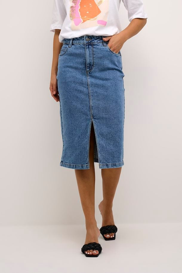 Kaffe Barbeth denim skirt light blue