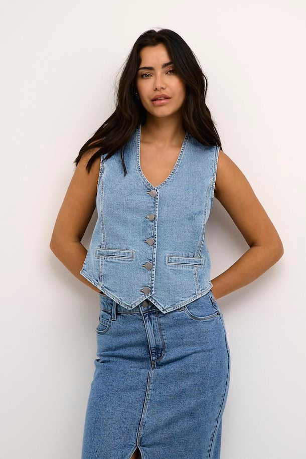 Kaffe Babeth denim vest light blue