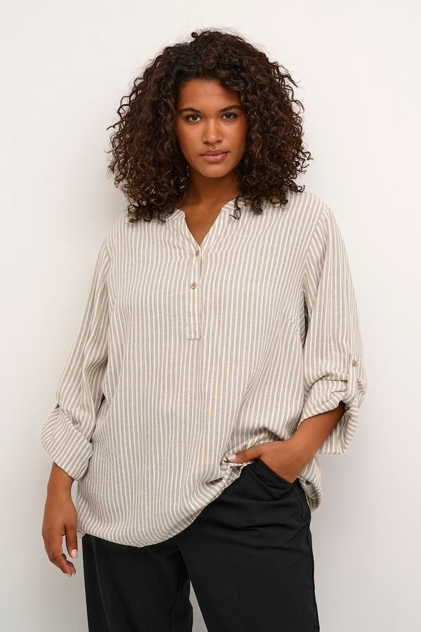 Kaffe Curve Mille linen/hør blouse stripe