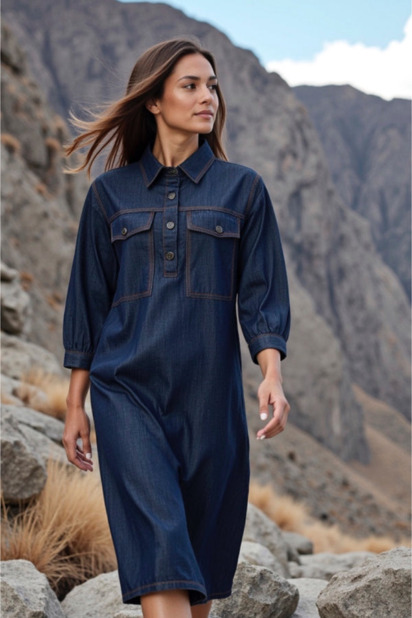 Ofelia Mina denim dress blue