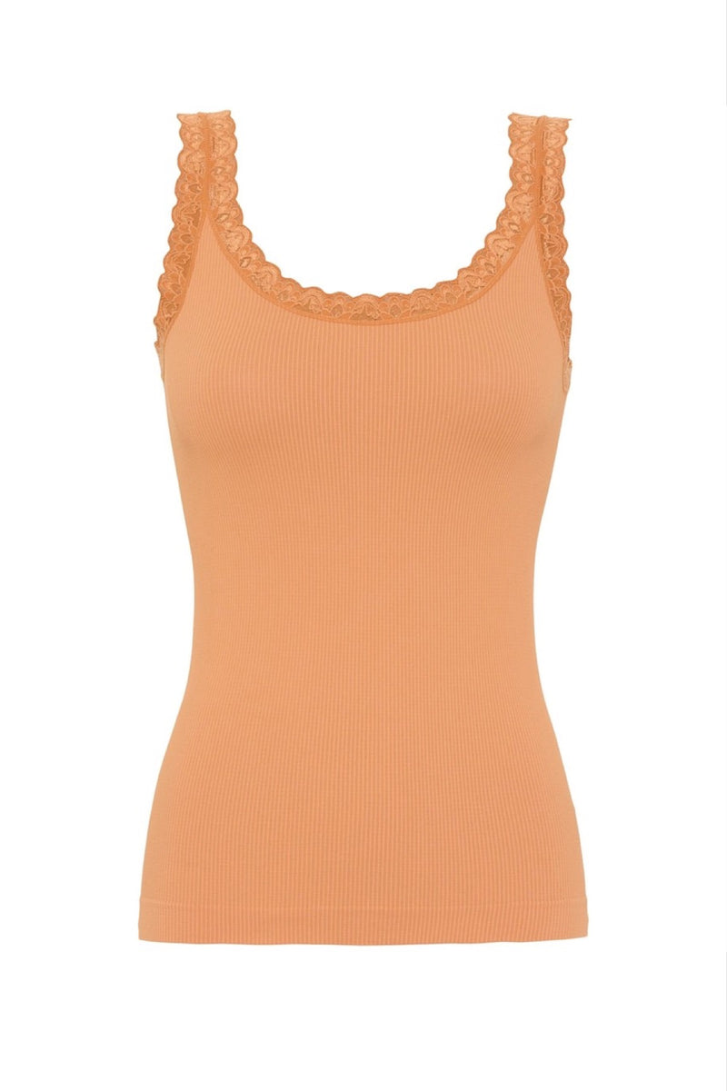 Tim & Simonsen Frida rib top med blonde brændt orange